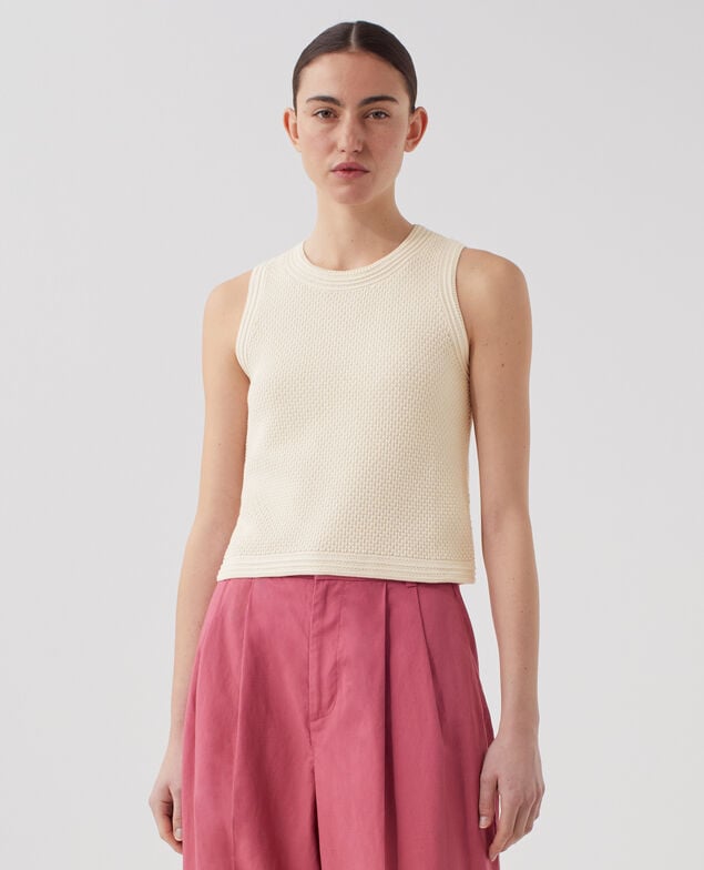 Top mit Ajourstrick aus Baumwolle U010 off white