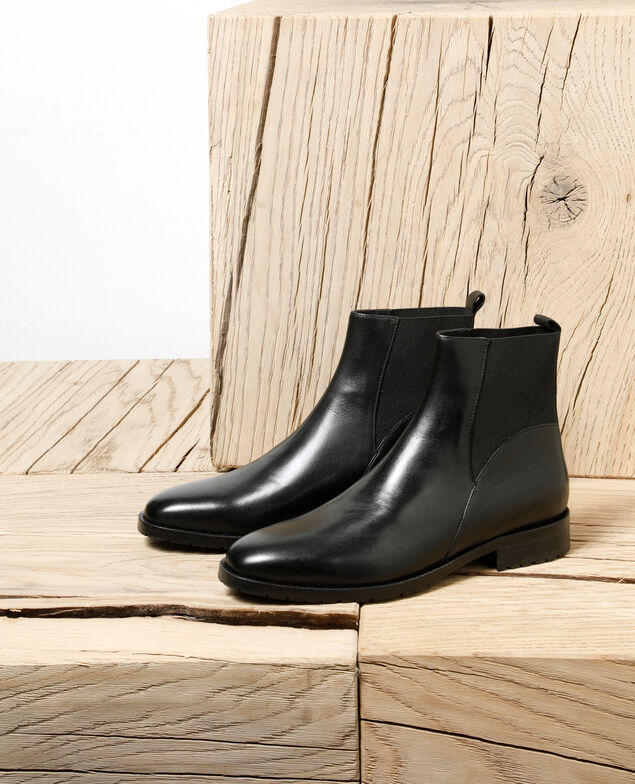 Stiefeletten aus Glattleder Schwarz