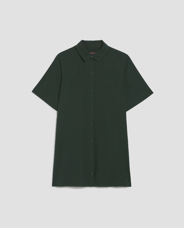 Kurzes besticktes Hemdkleid aus Baumwolle J590 spruce green