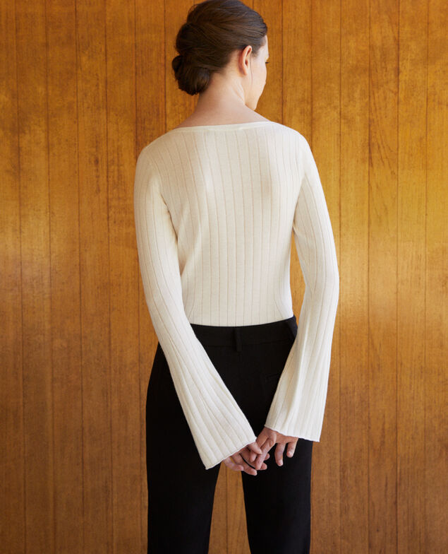 Rippstrickpullover Weiß