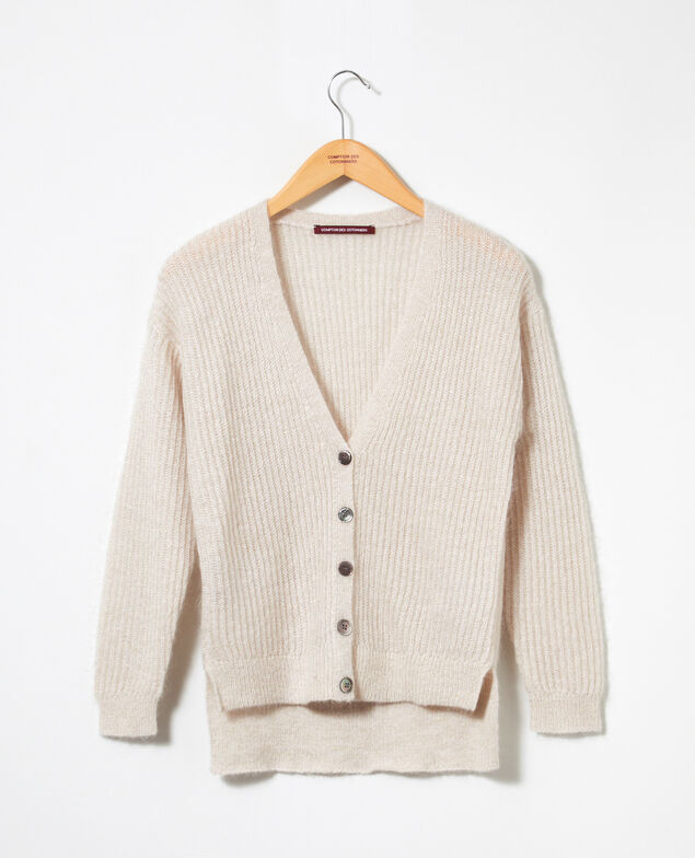 Cardigan mit Mohair Silver gray/off white/lurex