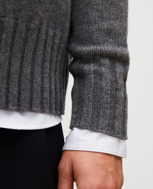 Wollpullover mit Stehkragen und breitem Rippstrick Medium grey melange