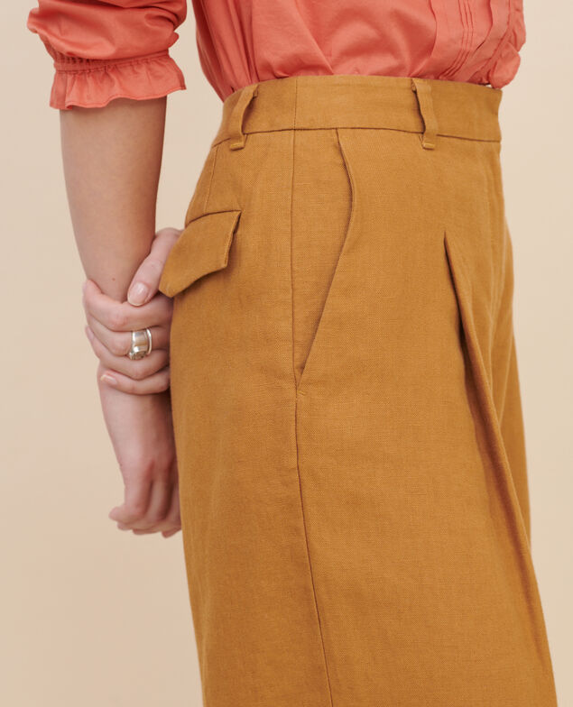 YVONNE - Weite Hose aus Leinen 36 brown