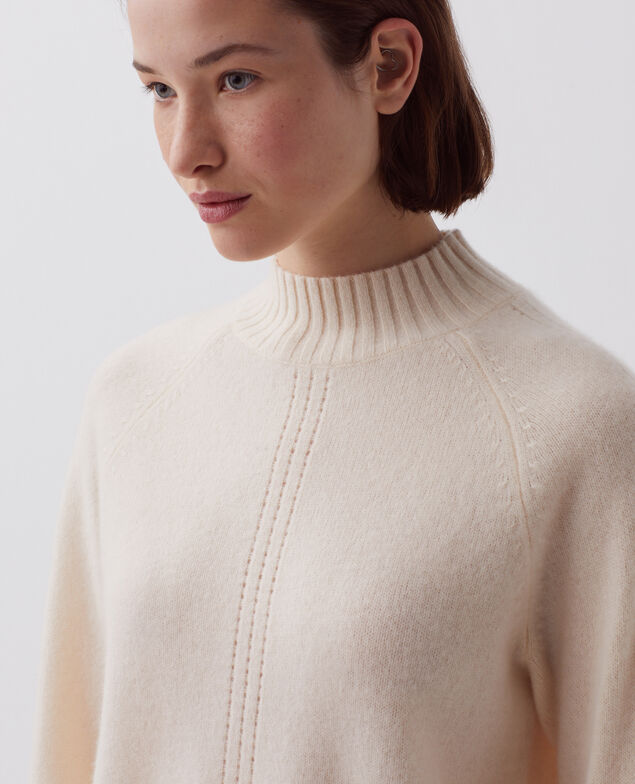 Pullover mit hohem Kragen aus Kaschmir I300 pearled ivory