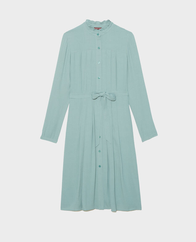 Plissee-Kleid mit Gürtel  Treillis