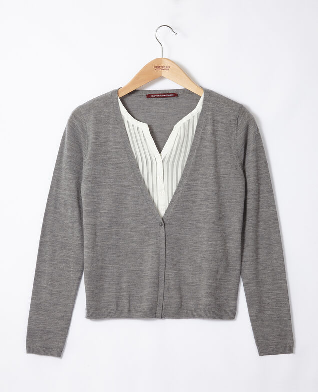 Cardigan-blouse trompe-l'œil Grau