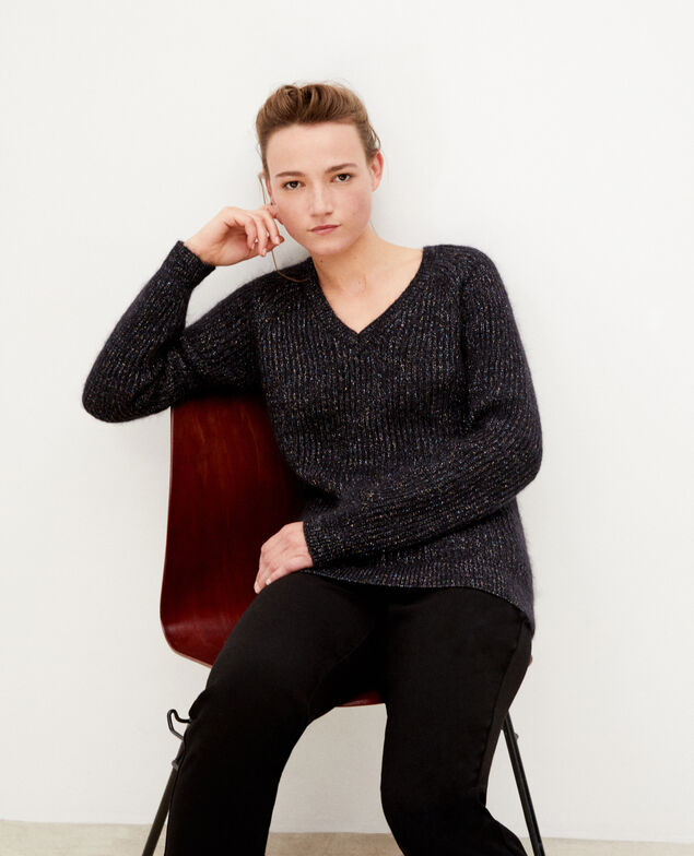 Pullover mit Mohair und Lurex Schwarz