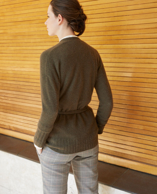 Cache-cœur-Cardigan aus Kaschmir Olive night