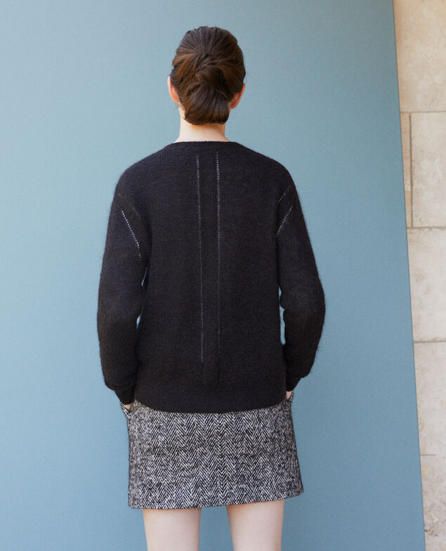 Cardigan mit Mohair und Wolle Schwarz