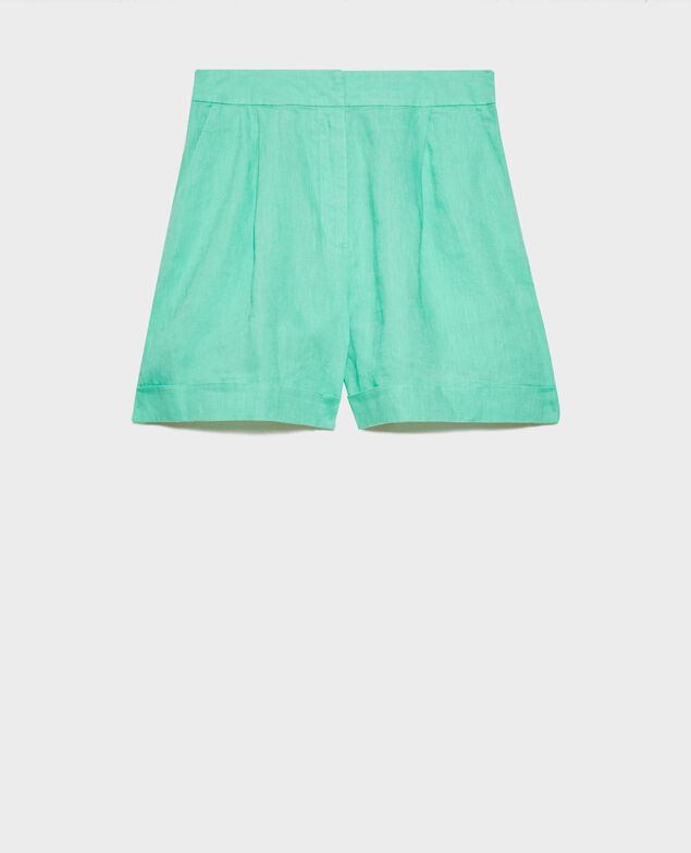 Kurze Shorts aus Leinen Jade cream