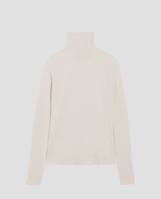 Taillierter Pullover aus Merinowolle I307 ecru