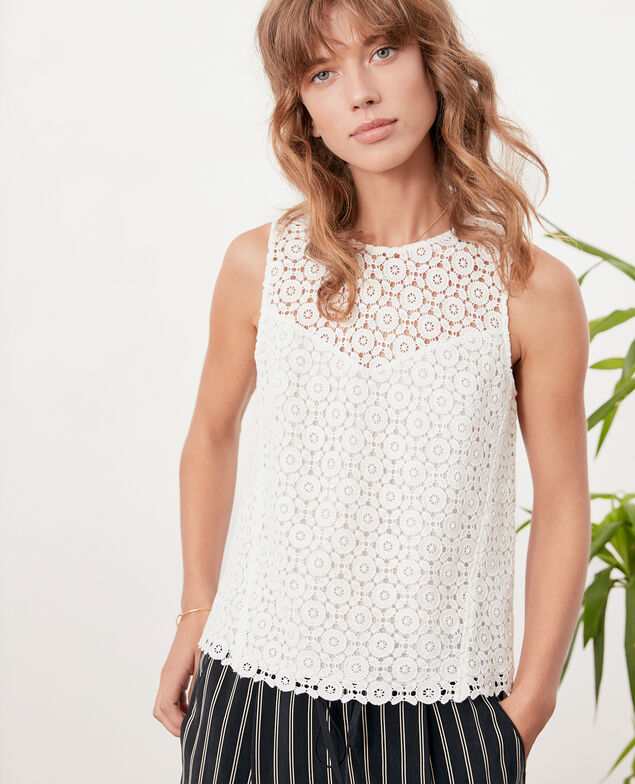 Top mit englischer Stickerei Off white
