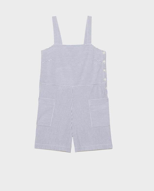 Kurzer Jumpsuit aus Seersucker-Baumwolle Str navy
