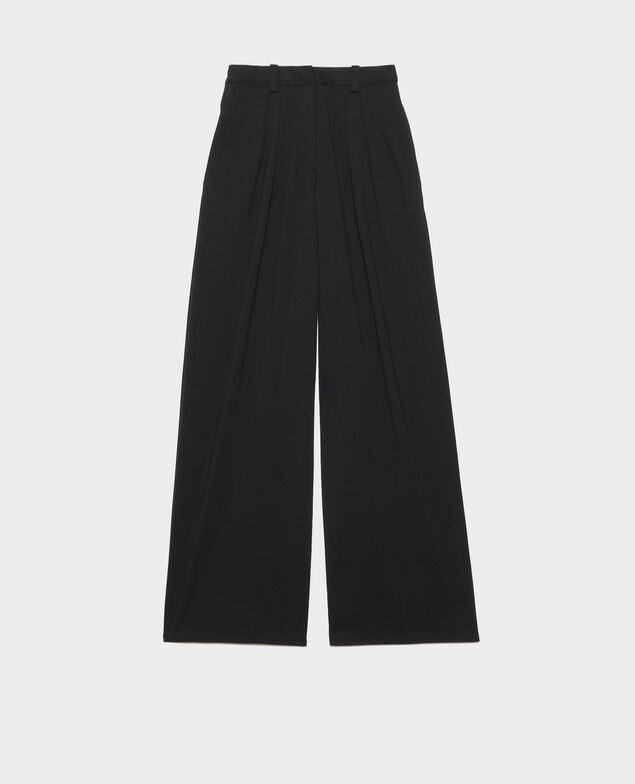 YVONNE - Weite Hose mit Falten Black beauty
