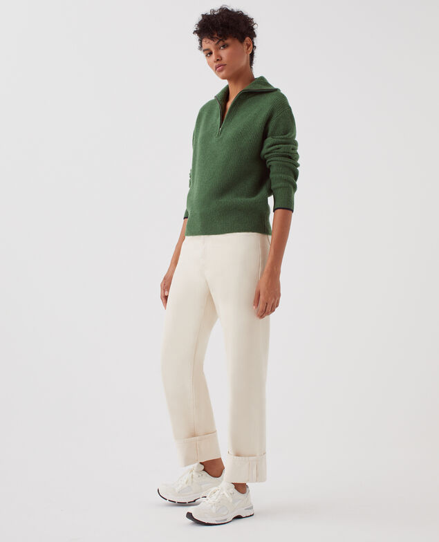 Rollkragenpullover mit Reißverschluss aus Wolle U550 green