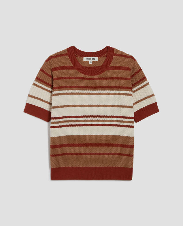 Kurzärmliger Pullover aus Baumwolle J260 st ecru orange