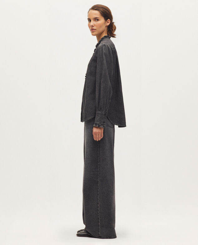Bluse mit Volantkragen aus Baumwolle K081 dark gray
