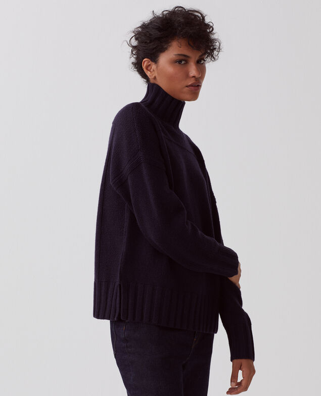 Rollkragenpullover aus Wolle H695 night sky