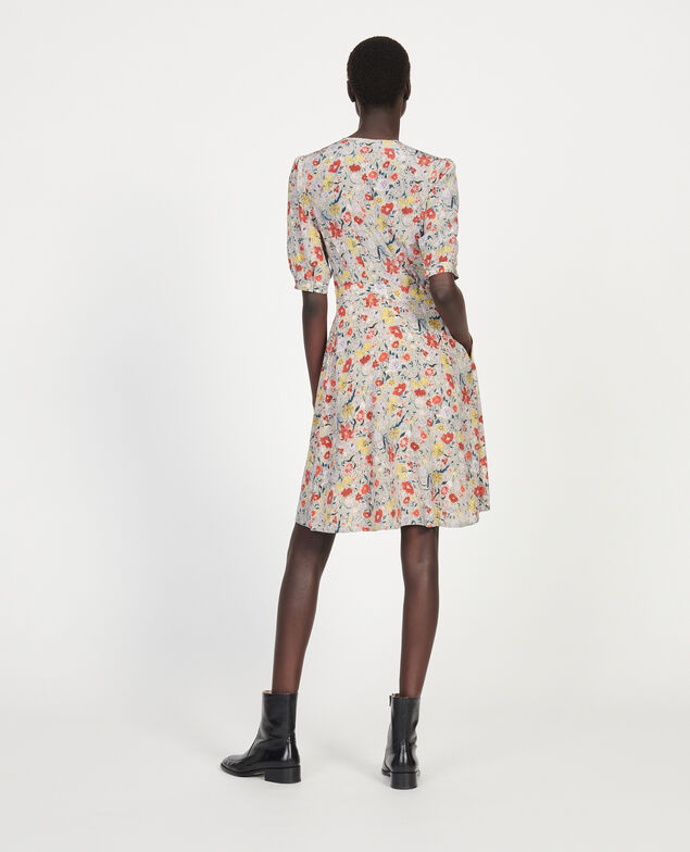  Kurzes Wickelkleid aus Seide mit Flowerprint Print eden cream