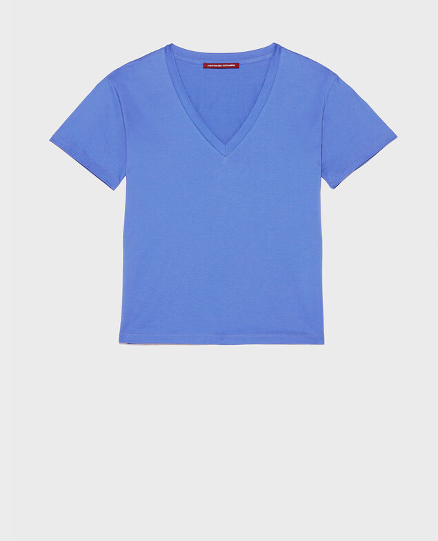 T-Shirt aus Baumwolle mit V-Ausschnitt Amparo blue
