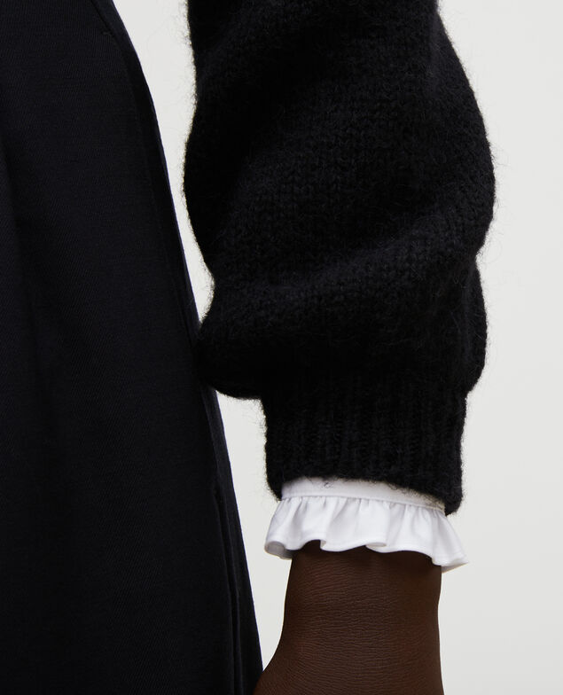 Weiter Wollpullover mit U-Boot-Ausschnitt Black beauty