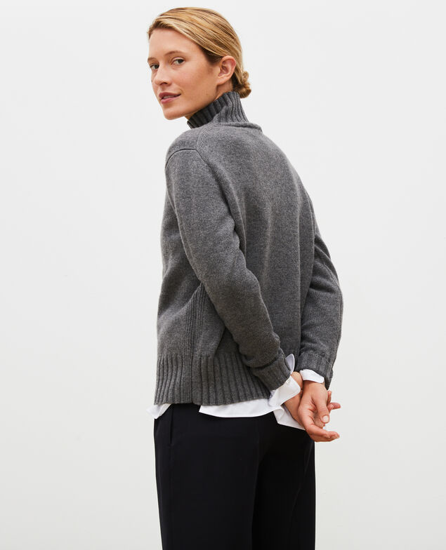 Wollpullover mit Stehkragen und breitem Rippstrick Medium grey melange