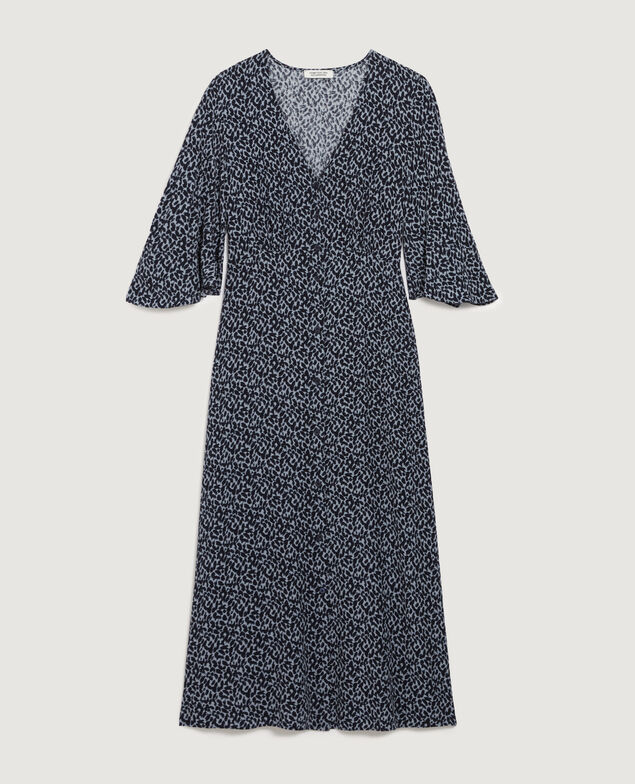 Langes fließendes Kleid K621 leo blue