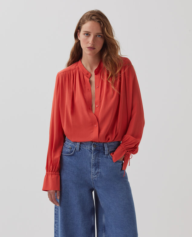 Fließend fallendes Langarm-Hemd J240 paprika orange
