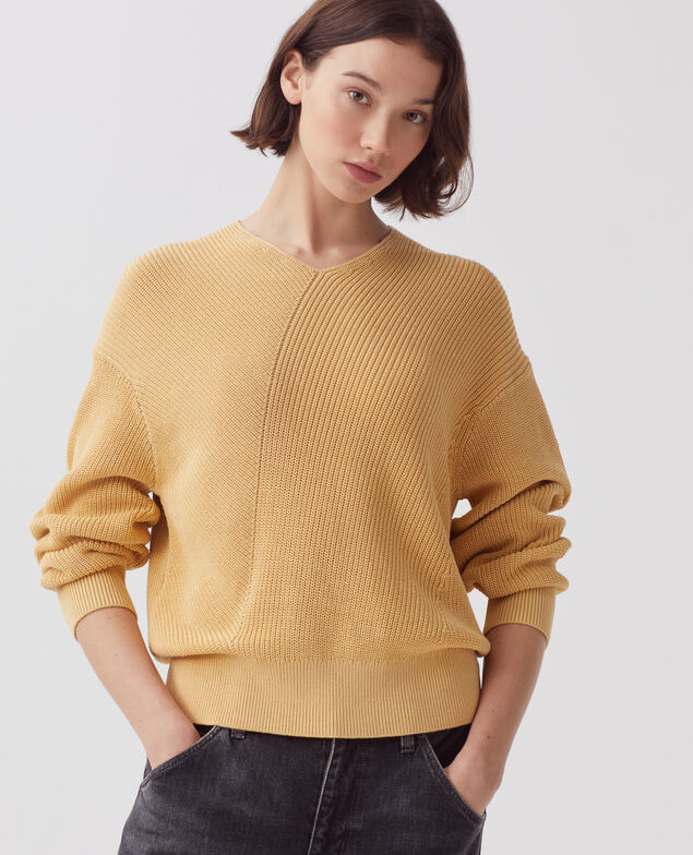 Pullover mit V-Ausschnitt aus Baumwolle J420 moonstone