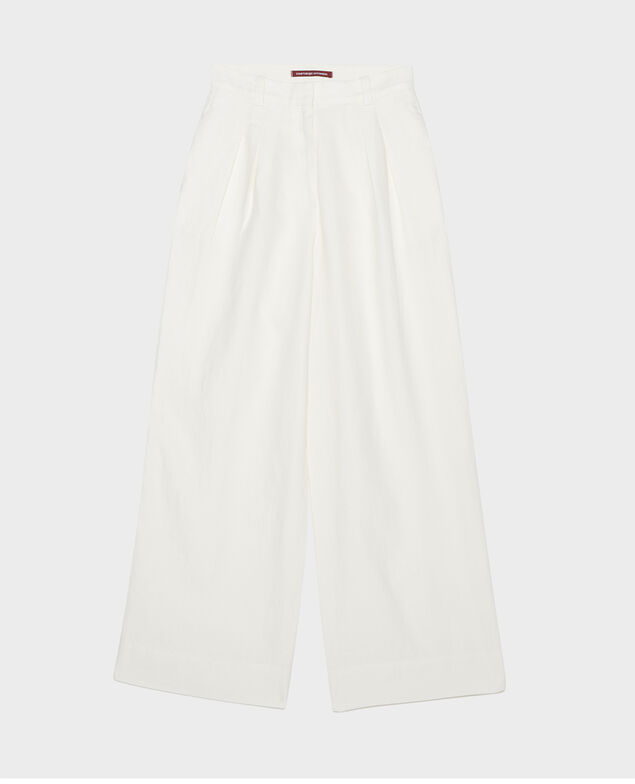 YVONNE - Hose mit hoher Taille aus Leinen Gardenia