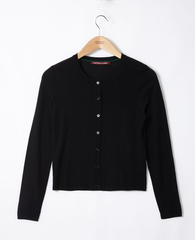 Cardigan aus Merinowolle Schwarz