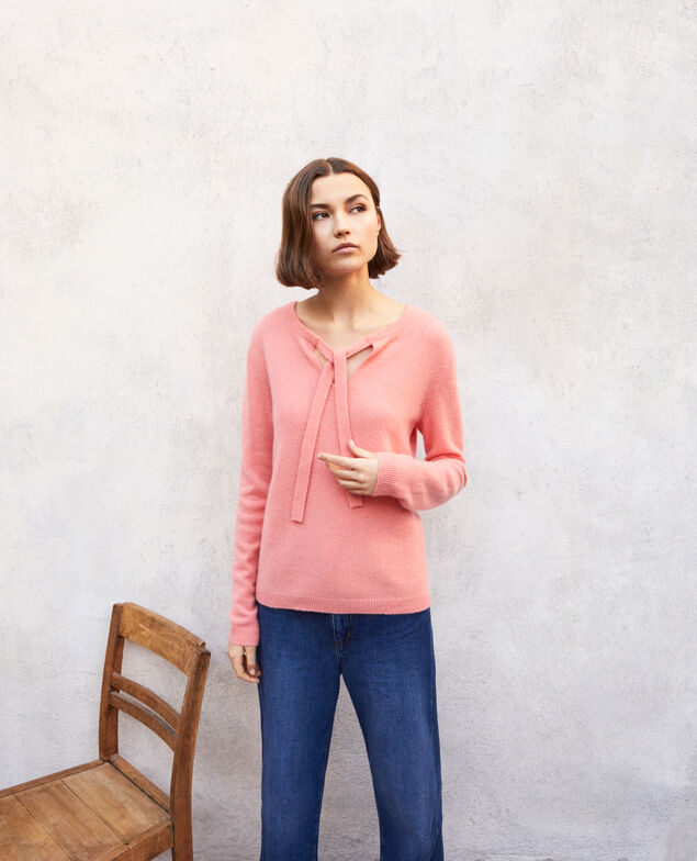 Pullover mit Rundhalsausschnitt aus Mohair Salmon pink