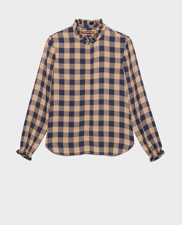 Fließende Bluse mit Karos 8867 32 beige check