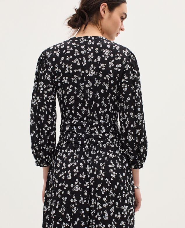 Langes fließendes Kleid K094 daisy black