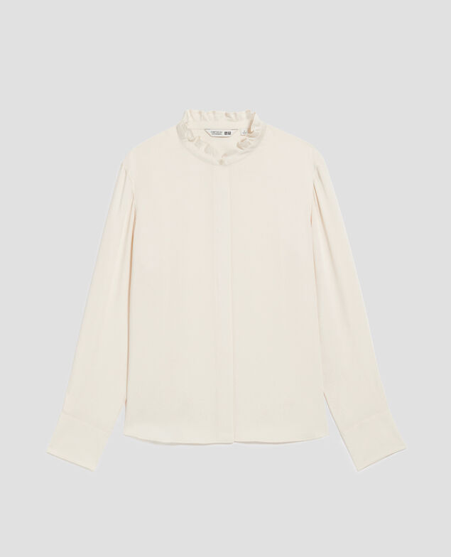 Fließend fallende Bluse mit Rüschen U300 natural