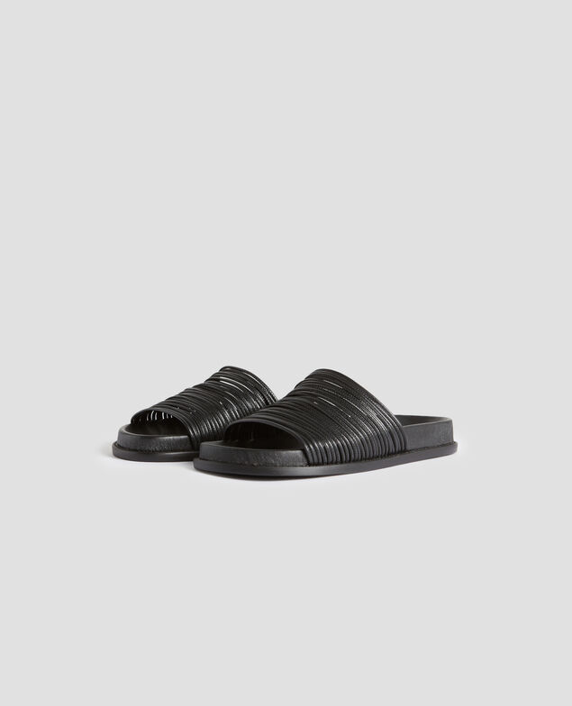 Flache Sandalen aus Leder H091 black beauty