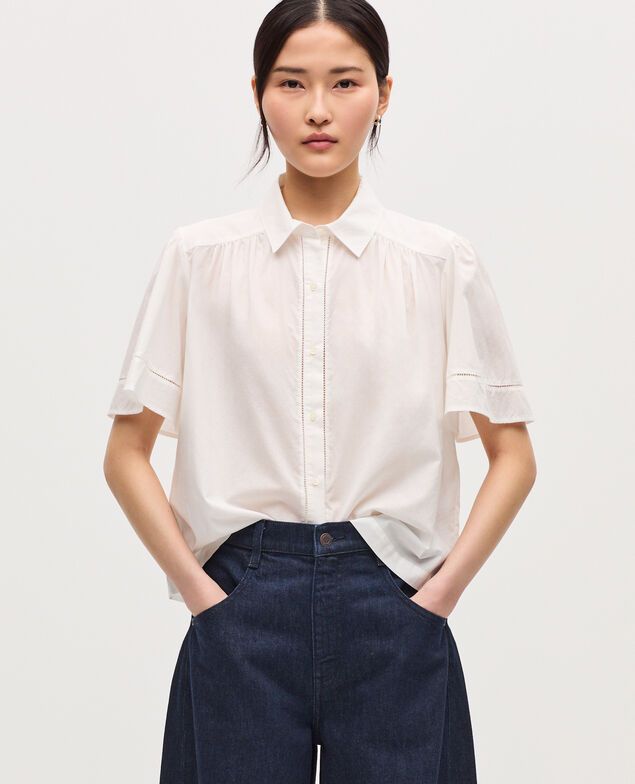 Bluse aus Baumwoll-Voile H013 gardenia