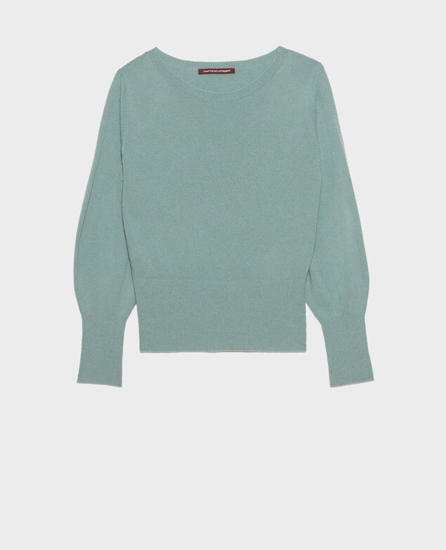 Feiner Pullover aus Kaschmir mit U-Boot-Kragen Chinois green