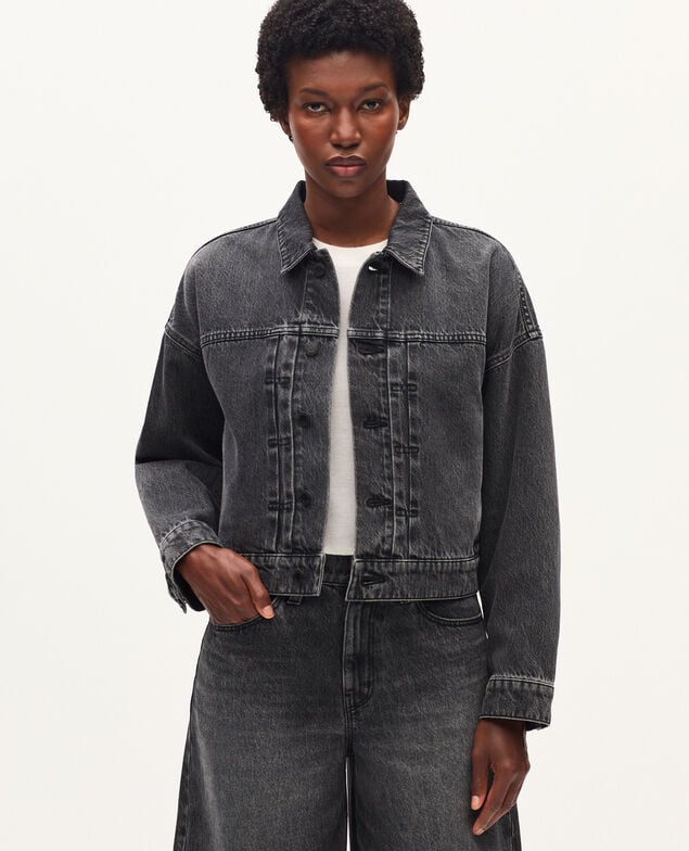 Kurze Jacke aus Baumwolle K081 dark gray