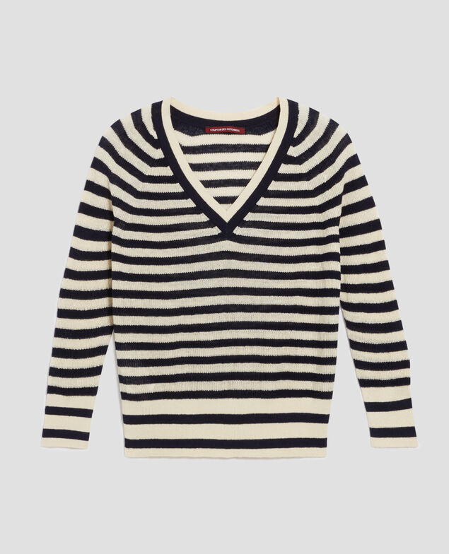 Pullover mit V-Ausschnitt aus Leinen H693 thin baritone