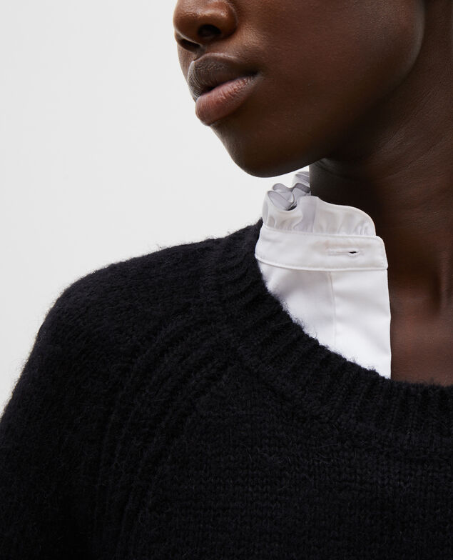 Weiter Wollpullover mit U-Boot-Ausschnitt Black beauty