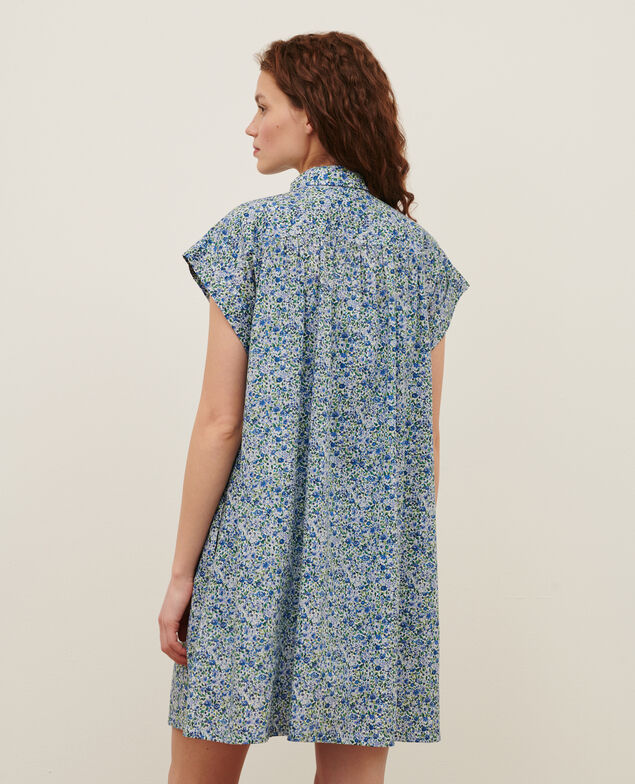 Kurzes Kleid aus Baumwollvoile 7050 92_print_blue