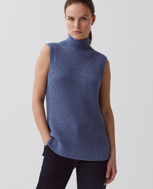 Ärmelloser Pullover I640 gray blue