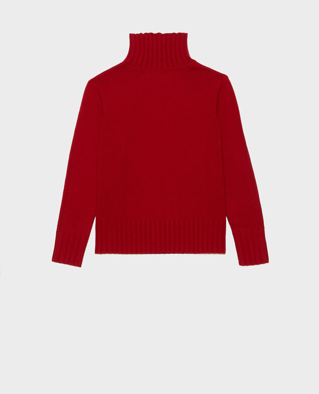Wollpullover mit Stehkragen und breitem Rippstrick Royale red