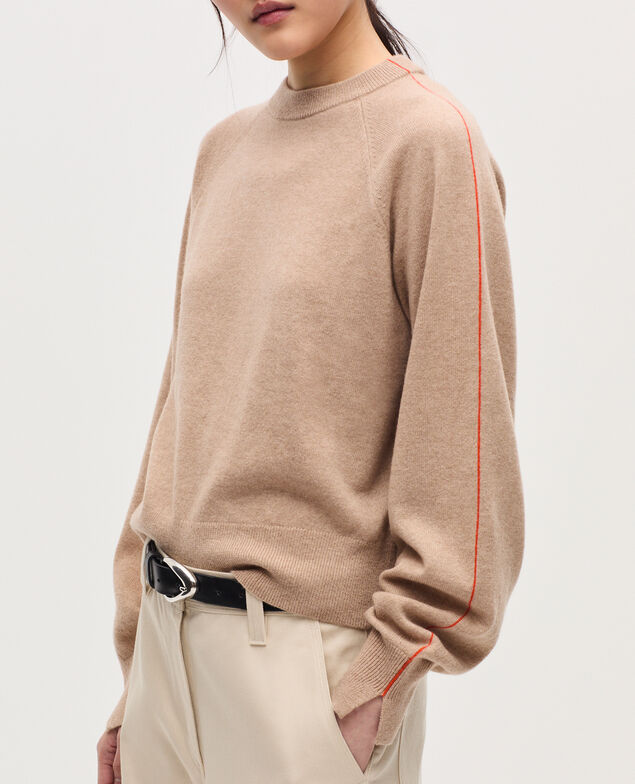 Pullover mit Rundhalsausschnitt aus Kaschmir K321 tan st pumpkin