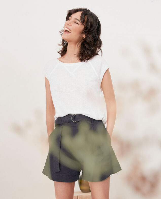 Irisierendes T-Shirt aus Leinen Off white