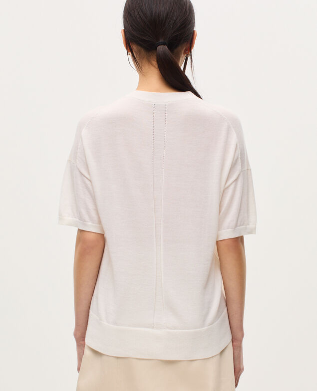 Pullover aus Merinowolle und Seide H013 gardenia