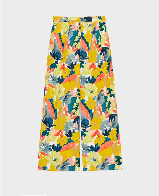 YVONNE - Weite Hose aus Baumwolle 0430 palmeraie yellow