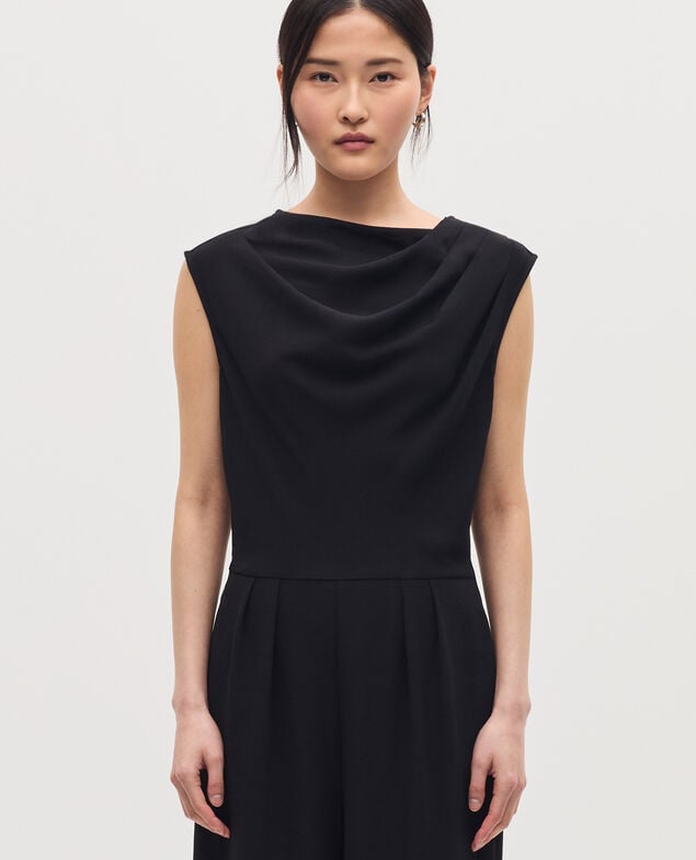 Jumpsuit aus satiniertem Krepp H091 black beauty