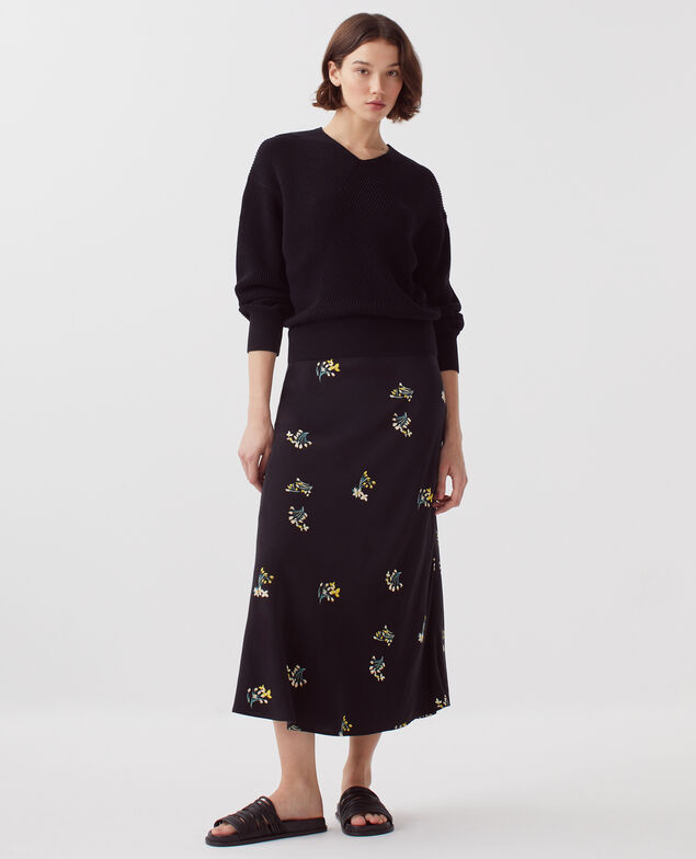 Pullover mit V-Ausschnitt aus Baumwolle H091 black beauty